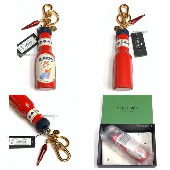 NWT Kate Spade ♠️ SPICE IT UP Faux Patent Leather With Leather Trim Keychain - Picture 1 of 9